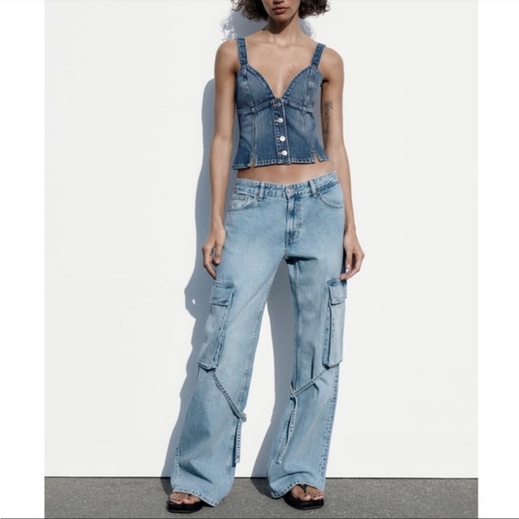 Zara Jeans Zara Trf Cargo Jeans With Belt Loop Poshmark